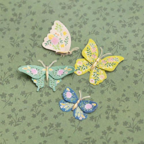 K&Company Antique Garden Dimensional Stickers 8/Pkg-Fabric Butterfly - 30000089 - 015586032109