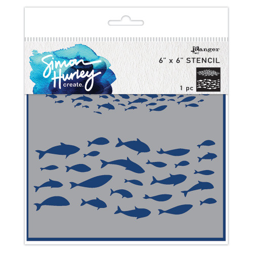 3 Pack - Simon Hurley create. Stencil 6"X6"-Fish Frenzy - 5A0034D3-1H62R - 789541091721