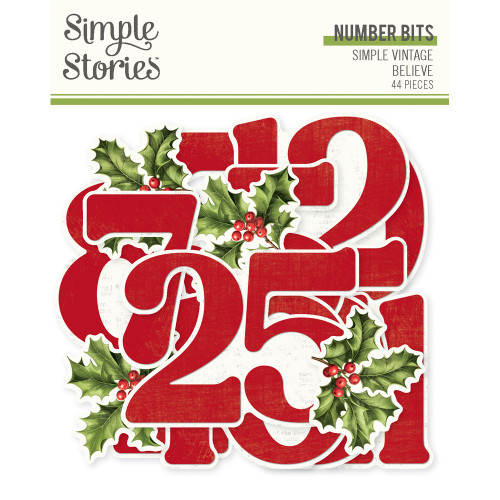 3 Pack Simple Vintage Believe Bits & Pieces Die-Cuts-Number 5A0034V8-1H6F2 - 810191520801