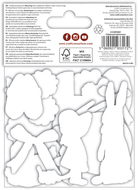 3 Pack Craft Consortium Chipboard Ephemera-Nostalgia 5A00358N-1H6M8