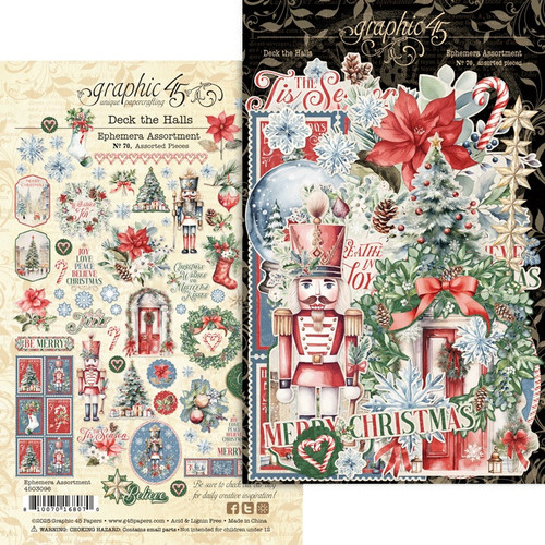 2 Pack - Graphic 45 Ephemera Set-Deck The Halls - 5A0034ZX-1H6HT - 810070168070