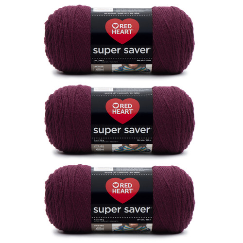 8 Pack - Red Heart Super Saver Yarn 3 Pack-Claret - 5A002K7G-1GLPM - 726465299895