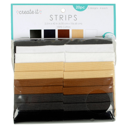 3 Pack - Fabric Editions Create It Assortment 2.5"X42" 20Pkg-5 Each Of 4 Designs -Neutral Solids - 5A00343M-1H5T8 - 699919366347