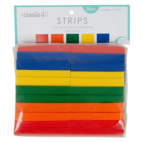 3 Pack Fabric Editions Create It Assortment 2.5"X42" 20Pkg-5 Each Of 4 Designs -Solid Brights 5A00343F-1H5TB - 699919379071