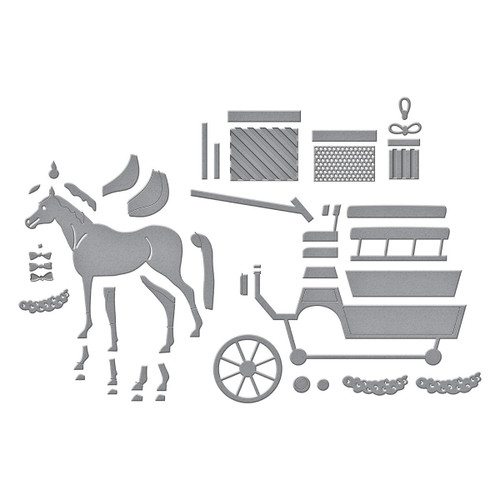 Spellbinders Etched Dies By Annie Williams-Christmas Horse-Drawn Wagon 5A00351L-1H6L6