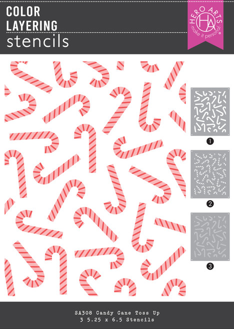 Hero Arts Stencil 6"X6"-Candy Cane Toss Up - 5A00352Q-1H6L7 - 085700948890
