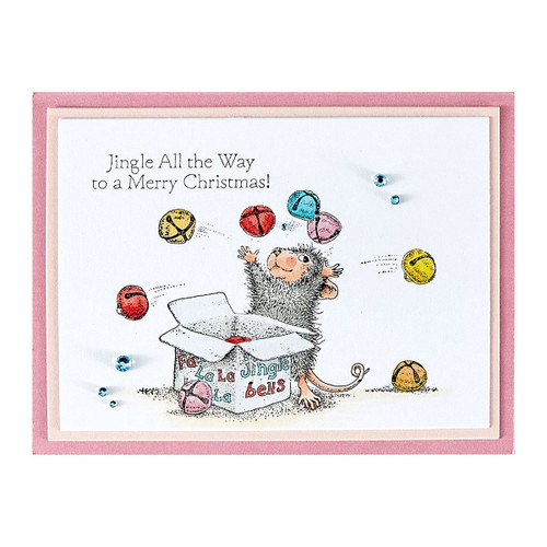 House Mouse Cling Rubber Stamp-Jingle Bell Wishes - 5A00352P-1H6LJ House Mouse Cling Rubber Stamp-Jingle Bell Wishes - 5A00352P-1H6LJ