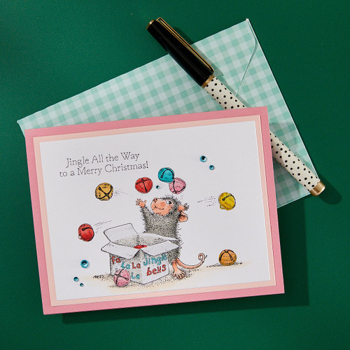 House Mouse Cling Rubber Stamp-Jingle Bell Wishes - 5A00352P-1H6LJ House Mouse Cling Rubber Stamp-Jingle Bell Wishes - 5A00352P-1H6LJ