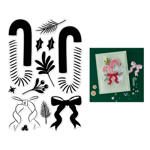 Hero Arts Clear Stamps 4"X6"-Candy Cane Swag - 5A003531-1H6L9 Hero Arts Clear Stamps 4"X6"-Candy Cane Swag - 5A003531-1H6L9