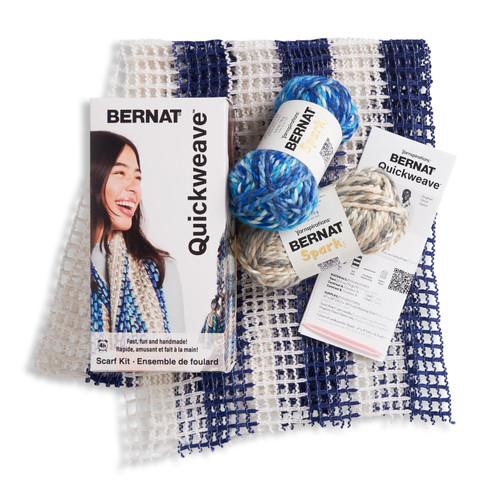 24 Pack Bernat Scarf Weaving Kit-Blue Tartan 5A002LR1-1GNDL