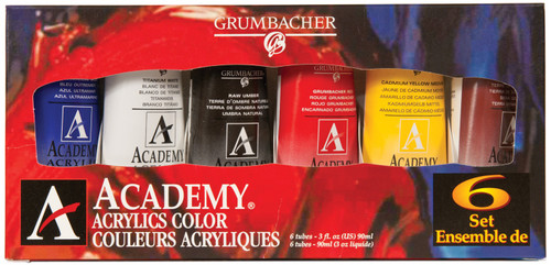 Grumbacher Academy Acrylic Tube Intro Set 6/Pkg-0.90ml - 5A0035BH-1H6NR - 014173351319