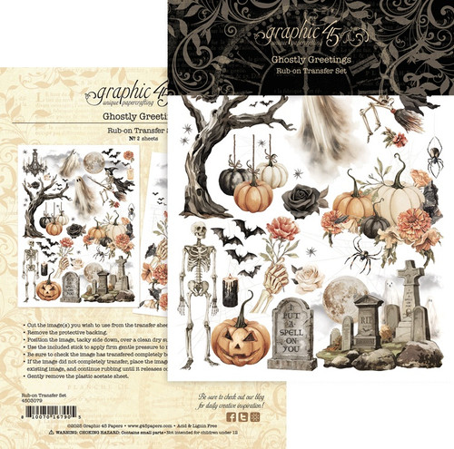 Graphic 45 Rub-On Transfers-Ghostly Greetings 5A00350M-1H6HH - 810070167905