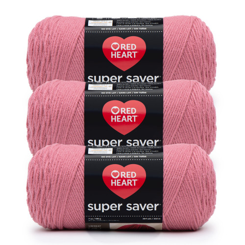 8 Pack - Red Heart Super Saver Yarn 3/Pack-Light Raspberry - 5A00214T-1G4D5 - 726465500489