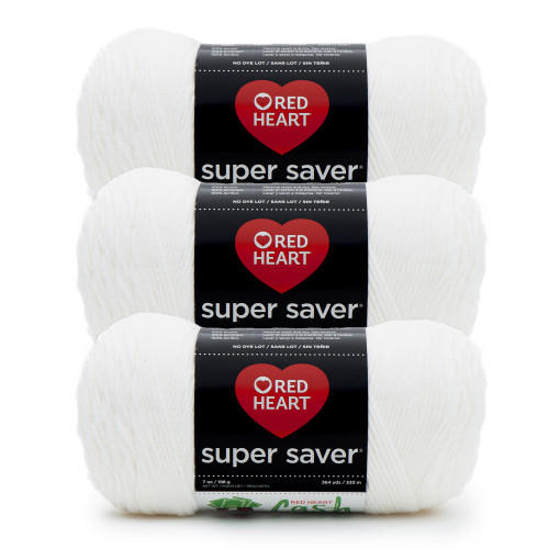 8 Pack - Red Heart Super Saver Yarn 3/Pack-White - 5A002161-1G4CT - 726465500601