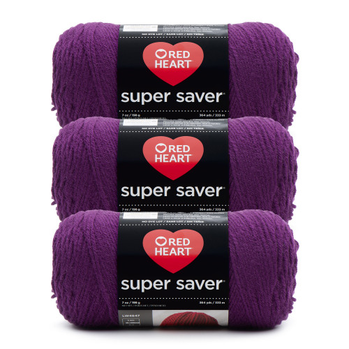 8 Pack - Red Heart Super Saver Yarn 3/Pack-Dark Orchid - 5A002155-1G4DD - 726465500748