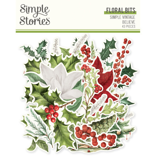 Simple Vintage Believe Bits & Pieces Die-Cuts-Floral - 5A0034TY-1H6F0 - 810191520795