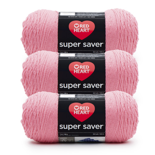 8 Pack - Red Heart Super Saver Yarn 3/Pack-Perfect Pink - 5A00216S-1G4BF - 726465500694