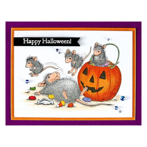 House Mouse Cling Rubber Stamp-Trick Or Treat! - 5A00353B-1H6KF
