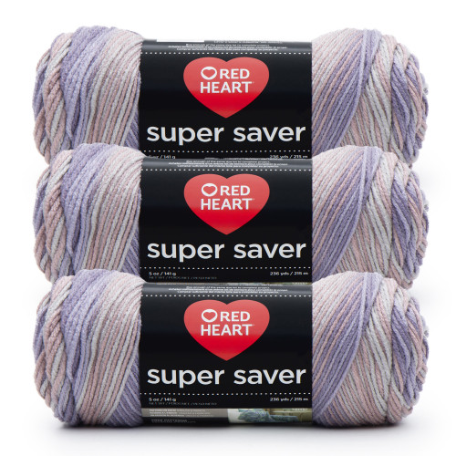 8 Pack Red Heart Super Saver Yarn 3 Pack-Mulberry Mix 5A002K89-1GLRK - 726465300010