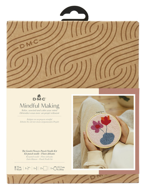 DMC Mindful Making Punch Needle Kit-Gentle Flowers - 5A0034FV-1H635 - 3357995025431