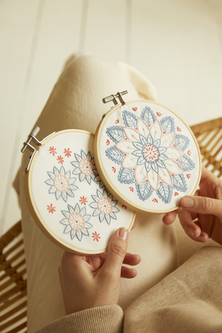 DMC Mindful Making Embroidery Duo Kit-Mandale Floral - 5A0034FT-1H636 DMC Mindful Making Embroidery Duo Kit-Mandale Floral - 5A0034FT-1H636