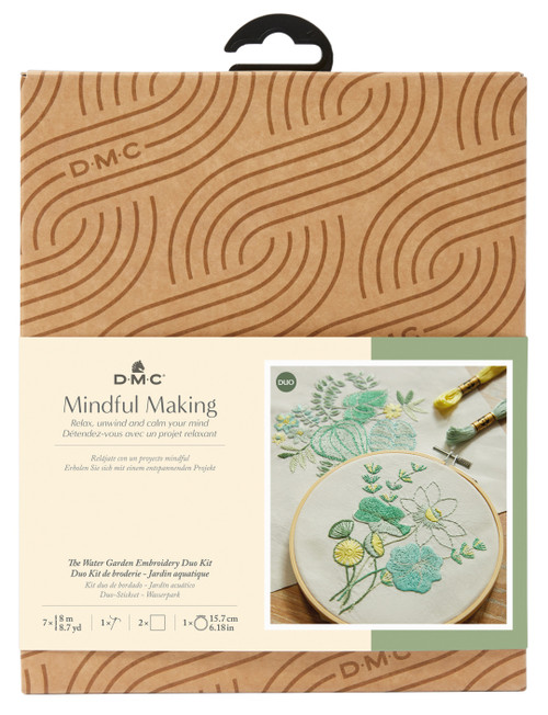 DMC Mindful Making Embroidery Duo Kit-Water Garden 5A0034FM-1H639 - 3357995019256