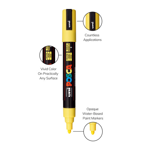 POSCA 5M Medium Bullet Tip 2.5mm Paint Marker 8/Pkg-Yellow Shade - 5A00317M-1H3DJ POSCA 5M Medium Bullet Tip 2.5mm Paint Marker 8/Pkg-Yellow Shade - 5A00317M-1H3DJ