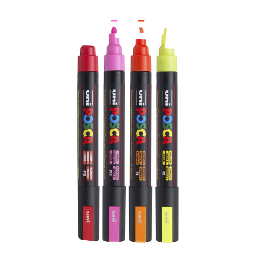 POSCA 5M Medium Bullet Tip 2.5mm Paint Marker 4/Pkg-Neon - 5A00317L-1H3DK