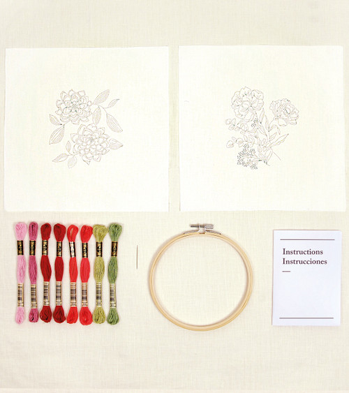 DMC Mindful Making Embroidery Duo Kit-Calming Carnations - 5A0034FH-1H63G