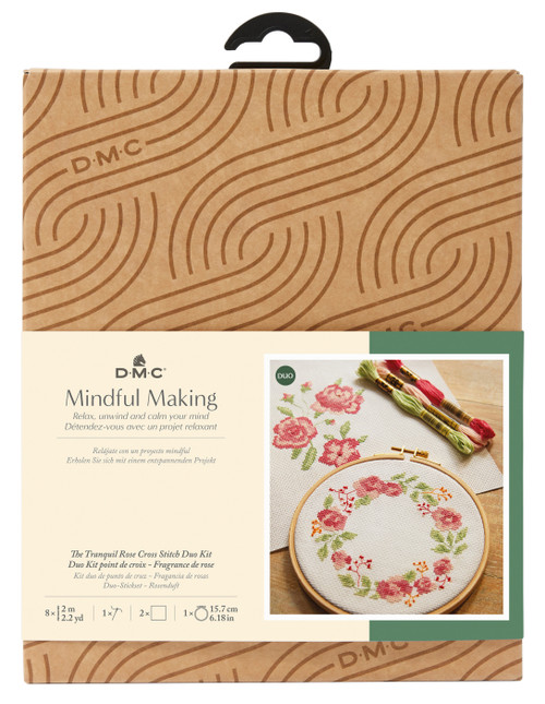 DMC Mindful Making Crossstitch Duo Kit-Tranquil Rose - 5A0034G0-1H63H - 3357995022874