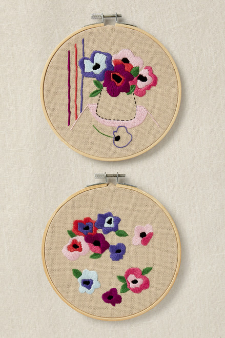 DMC Mindful Making Embroidery Duo Kit-Peaceful Breeze Anemone - 5A0034F7-1H63J