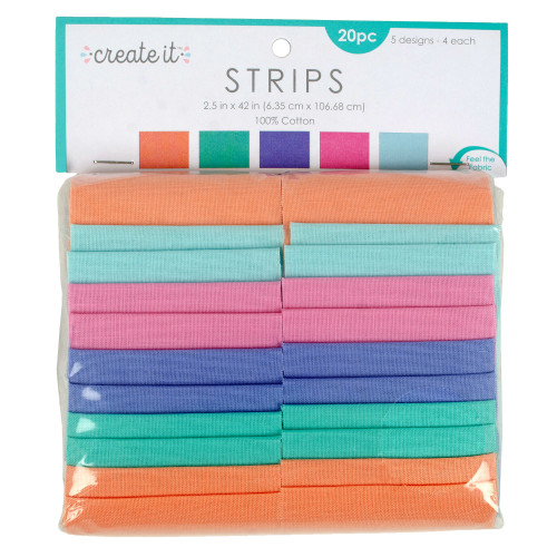 Fabric Editions Create It Assortment 2.5"X42" 20Pkg-5 Each Of 4 Designs -Pastel Solids - 5A00343S-1H5T0 - 699919371884