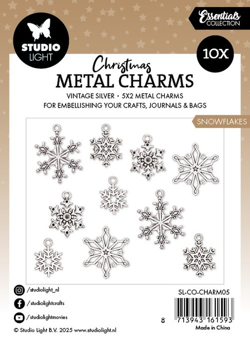 Studio Light Essentials Metal Charms 10/Pkg-Snowflakes - 5A002YBH-1GZ7L Studio Light Essentials Metal Charms 10/Pkg-Snowflakes - 5A002YBH-1GZ7L