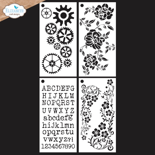 Elizabeth Craft Stencils 4/Pkg-Journal Stencils 8 - 5A0034JQ-1H66N - 741527317966
