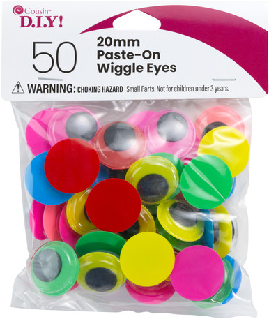 Paste-On Wiggle Eyes 5mm to 15mm 200/Pkg Black