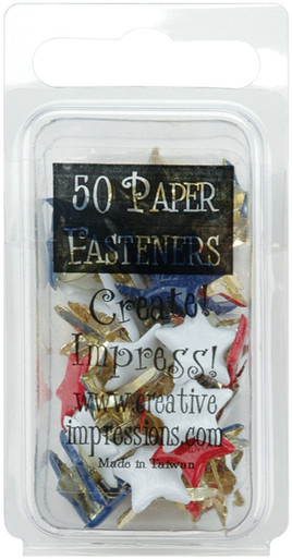 Creative Impressions Painted Metal Paper Fasteners 50/PKG - Hearts - Metallic Red