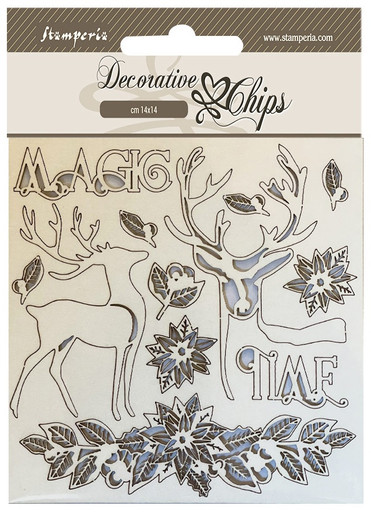 Stamperia Decorative Chips 5.5X5.5-Magic Forest Writing & Plates