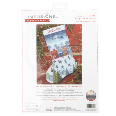 Dimensions Counted Cross Stitch Kit 16 Long -Skating Stocking 14