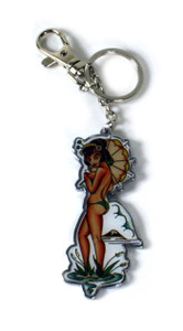 Ed Hardy Geisha Umbrella Chrome Keychain