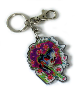 Ed Hardy Neon Ghost Chrome Keychain