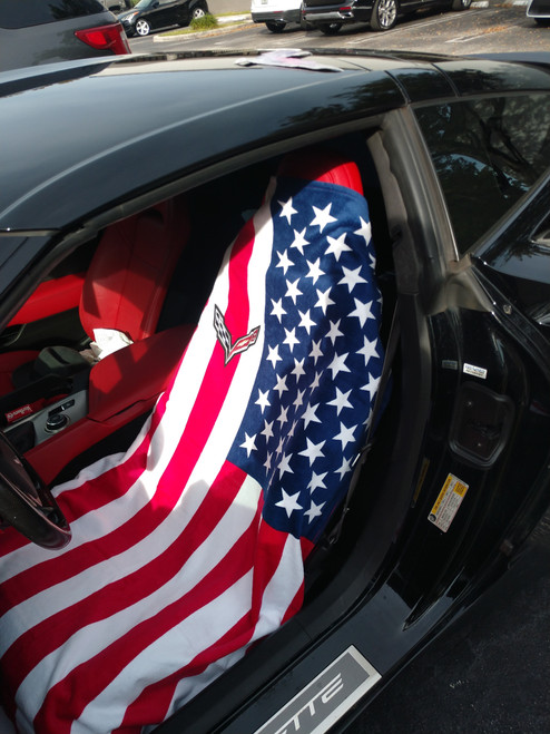Corvette C7 American Flag Car Seat Cover Towel