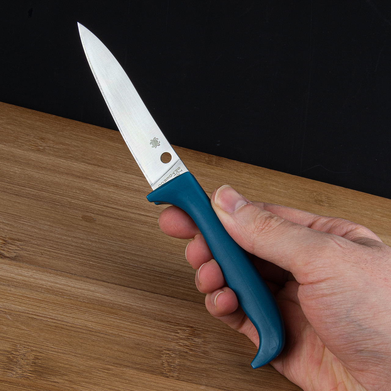 Spyderco Counter Puppy Kitchen Knife Blue Plastic Handle 7Cr17