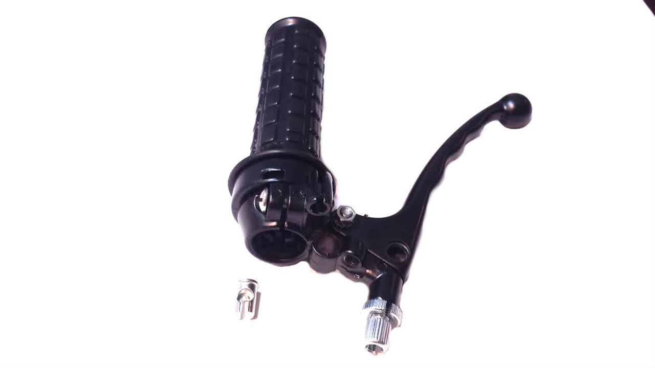 Black Waffle Grip Throttle Assembly with Metal Lever - Universal