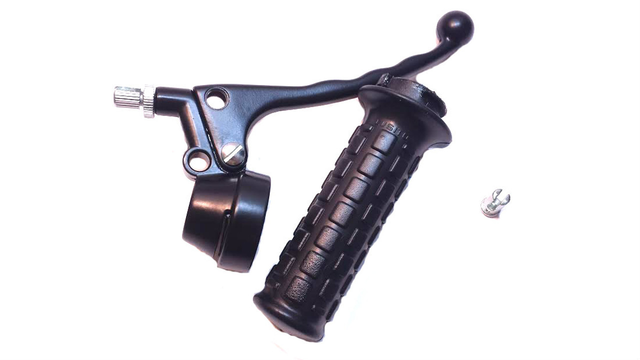 Black Waffle Grip Throttle Assembly with Metal Lever - Universal