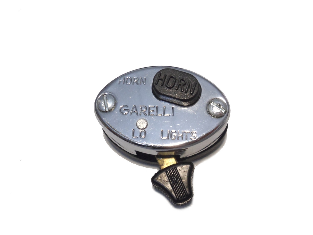 NOS Garelli Chrome Metal  Horn / Light Switch - Domino Diamond Controls Style