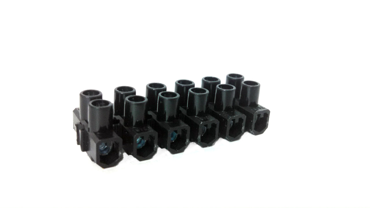 Large 6 Block Electric Wire Connector Terminal - Black