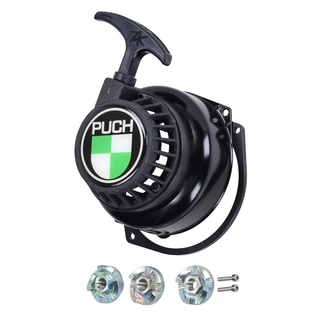 Puch Pull Start Flywheel Cover  with Emblem /Logo - Black