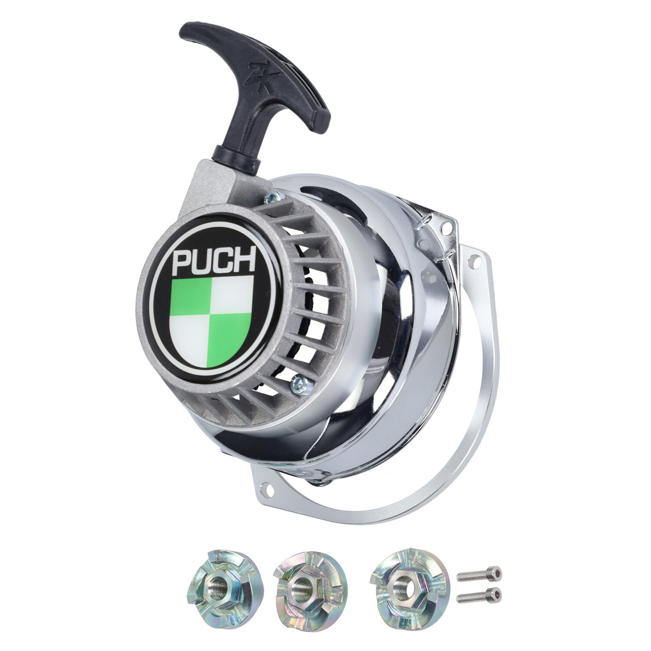 Puch Pull Start Flywheel Cover  with Emblem /Logo - Chrome