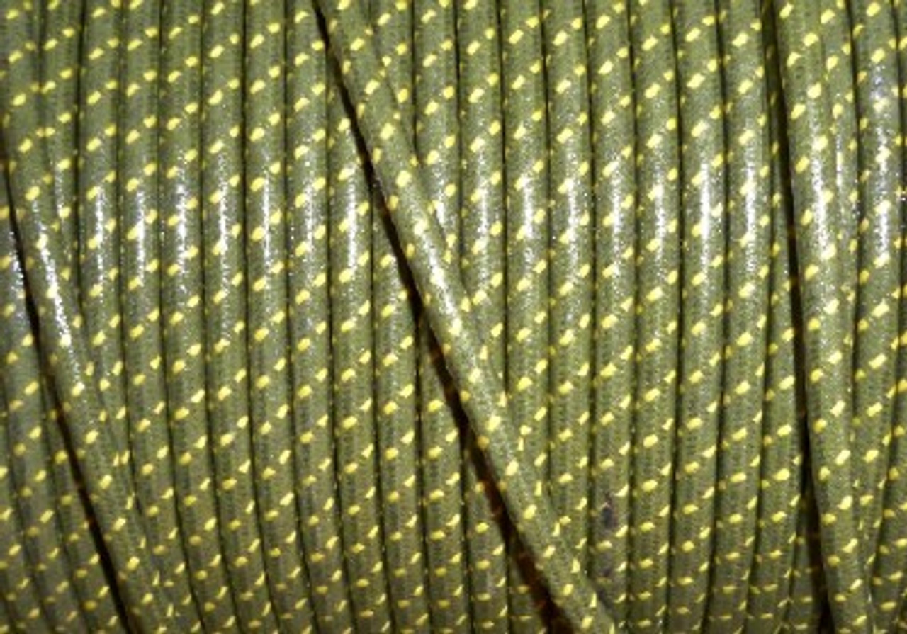 Cotton Braided Spark Plug Wire, Green with Yellow Tracers *by the foot*