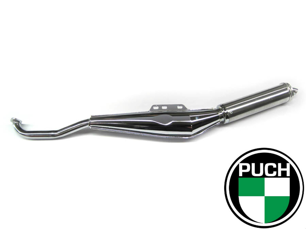 Puch Biturbo Style Performance Exhaust Pipe *Chrome Silencer*